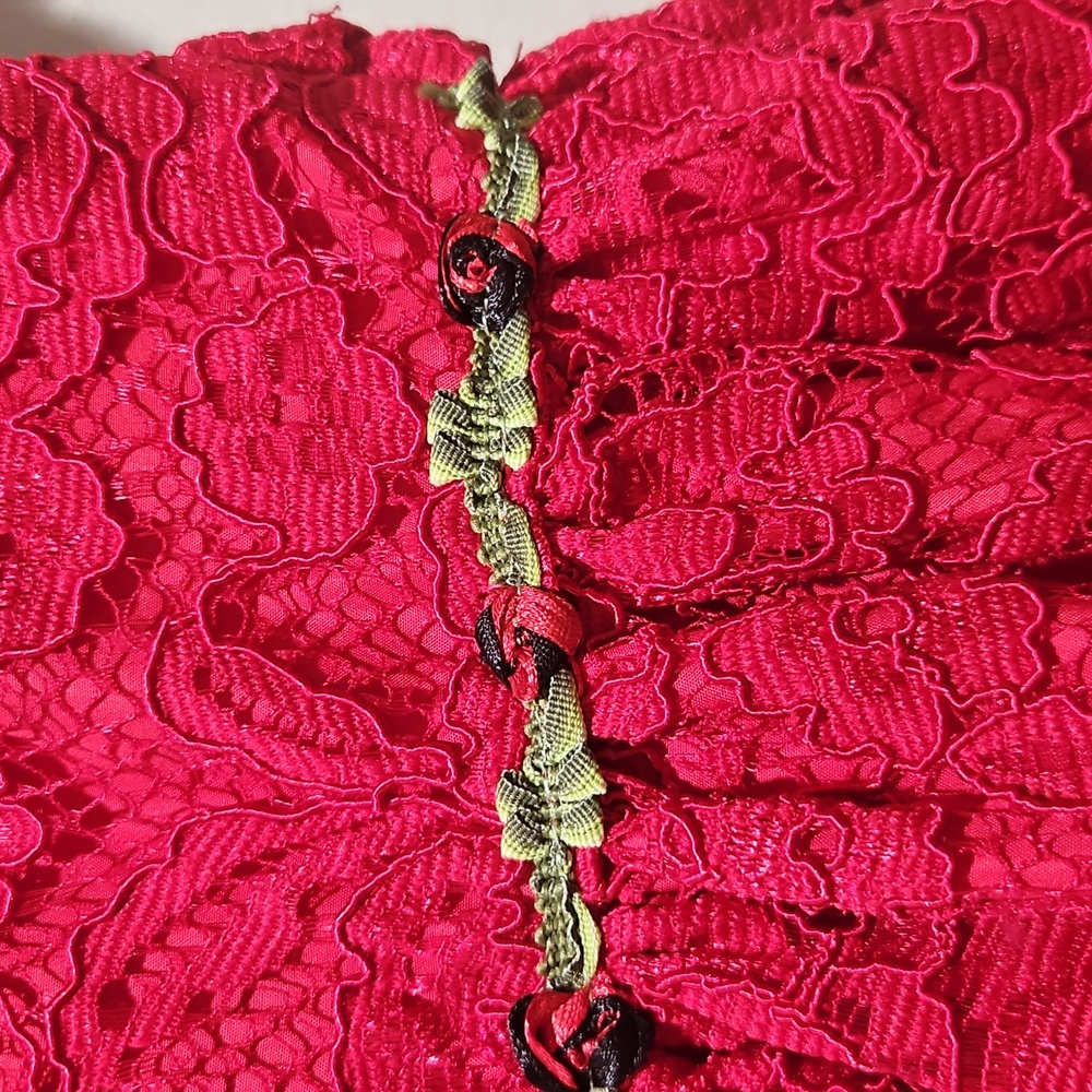 Laura Ashley Elegant Red Lace Kids Dress size 5 - Picture 4 of 13